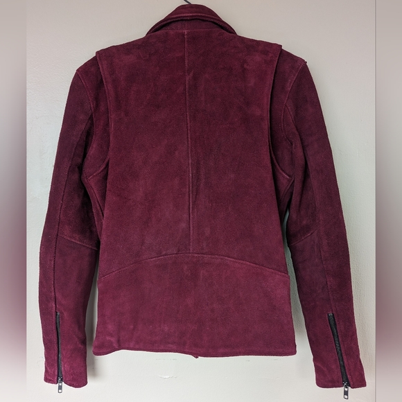 Free People x Understated 100% Leather Moto Jacket, Red/Wine/Burgundy (SIZE XS) - Picture 7 of 16